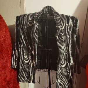 Alfred Dunner Zebra Pattern Teddy Jacket